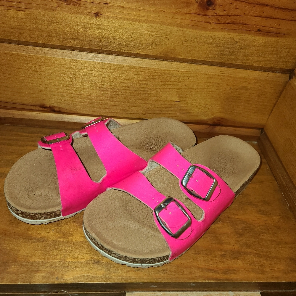 Girls Hot Pink Cork Bed Sandles